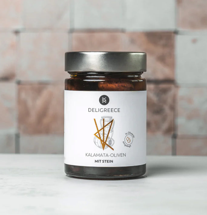 Kalamata Oliven mit Stein - in Olivenöl eingelegt